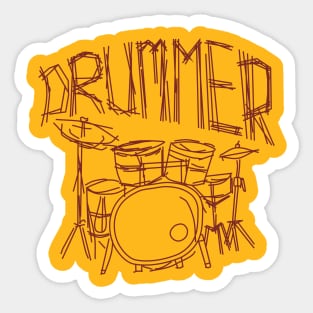 sketch line art of drum set Sticker